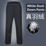 Mens Duck Down Padded Pants High Waist Men's Winter Business Pants Warm White Duck Down Padded Trousers Male Black PT-406