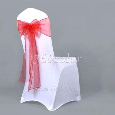 25pcs Sheer Organza Chair Sashes Bow Cover Band Bridal Shower Chair Design Wedding Party Banquet Decoration