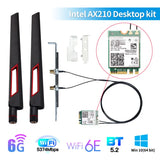 3000Mbps Wi-Fi 6E Intel AX210 Desktop Kit Dual Band 802.11AX 2.4G/5G/6Ghz Wi-fi adapter M.2 Bluetooth5.2 WiFi Card Network Win10