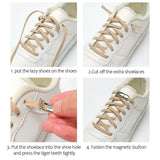 1 Pair Magnetic Shoelaces Buckle Stainless Magnetic Closure Shoe Laces Accessories DIY Metal Lock Sneaker Kits Shoestring