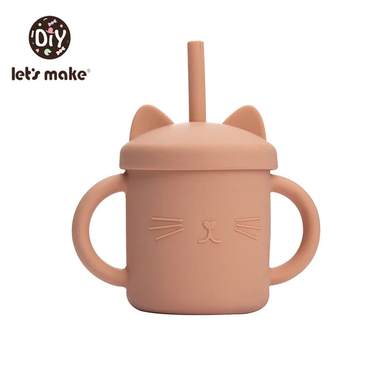 Let's Make Baby Feeding Straw Cup Baby Learning Feeding Bottles Anti-Hot Leakproof Safe Silicone Tableware Toddler Water Bottle