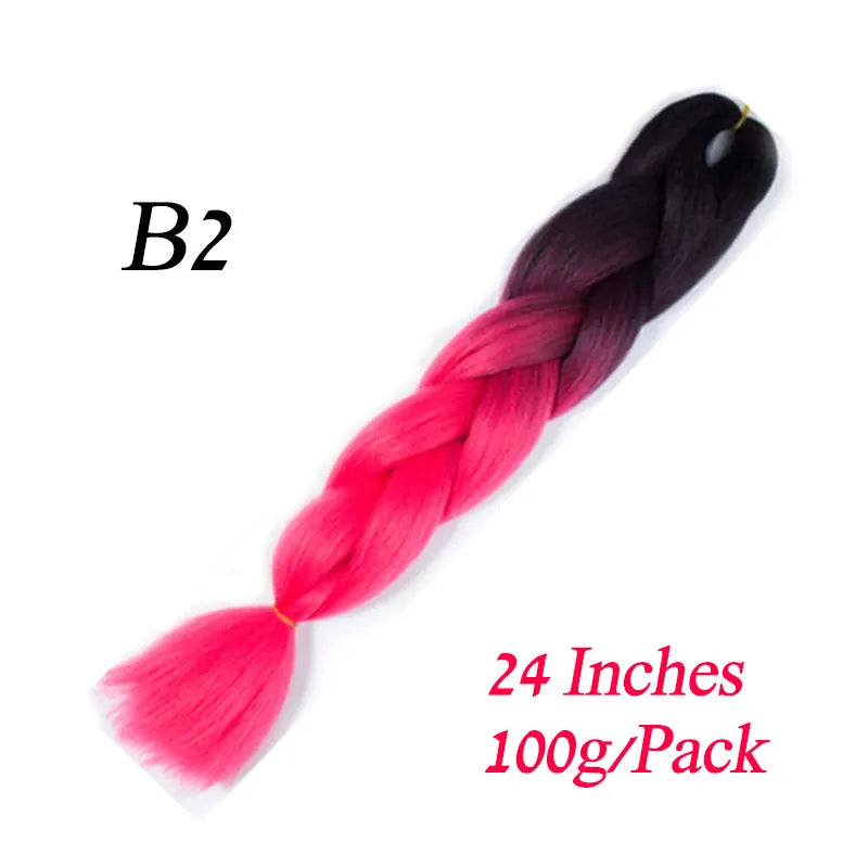 Synthetic Jumbo Braiding Hair Extension 24 " Heat Resistant Fiber In Bulk Ombre Synthetic Jumbo Braids Hair For Red Black Women