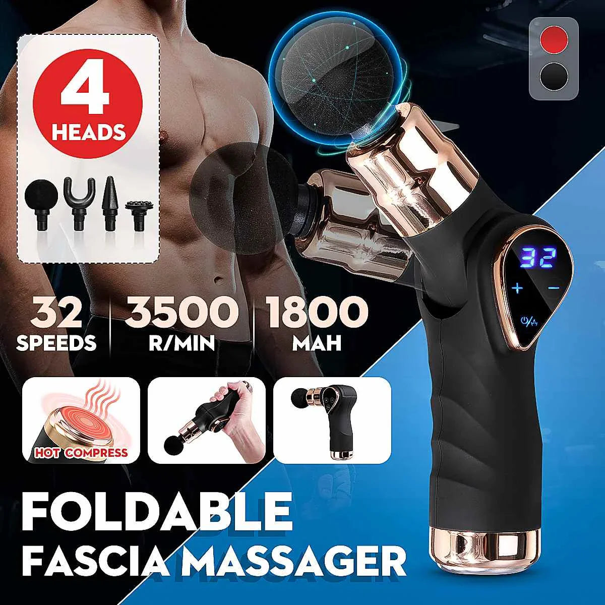 Youmay Massage Gun Deep Tissue Muscle Massager Pain Relief Fascia Gun Percussion Electric Body Neck Relaxation Massager 32Gears