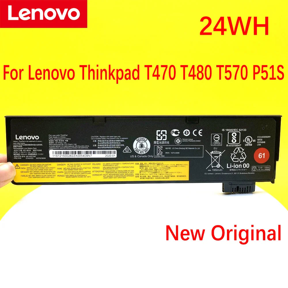 NEW Original Laptop Battery For Lenovo ThinkPad T470 T480 T570 T580 P51S P52S 01AV423 01AV424