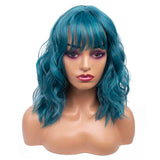 Amir Brown Wigs Synthetic Natural Wavy Wigs for Women Shoulder Length Hair Ombre Blond Bob wigs Pink Blue Curly Wigs Cosplay