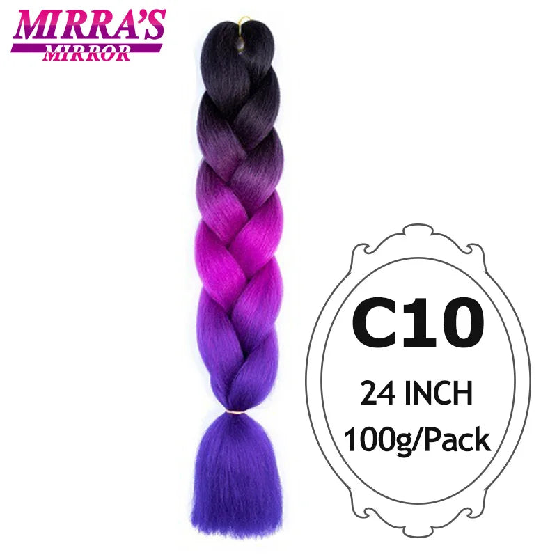 Jumbo Braiding Hair Extensions 24inch Ombre Hair For Braids 5Pcs Box Braid Yaki Texture Synthetic Fiber Fake Hair Mirra’s Mirror