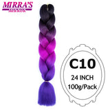 Jumbo Braiding Hair Extensions 24inch Ombre Hair For Braids 5Pcs Box Braid Yaki Texture Synthetic Fiber Fake Hair Mirra’s Mirror