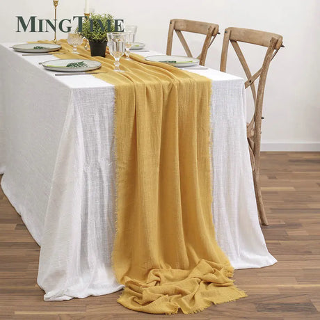 Table Runners Rustic Cotton Gauze Dining Burlap Retro Burr Texture Vintage Wedding Supplies Linen Home Christmas Decorations