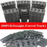 200PCS DIY City Train Rail Straight & Curved &Soft Track Set Building Blocks Compatible All Railway Electric Train Acces