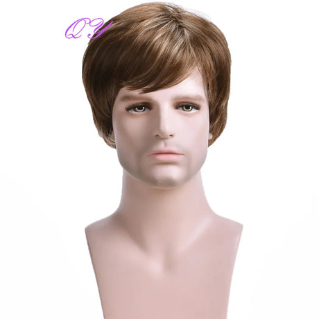 Synthetic Man Wigs  Black Short Curly For Men Wigs With High Temperature Fiber Daily Wear Curl Fashion Hairstyle Male Wig