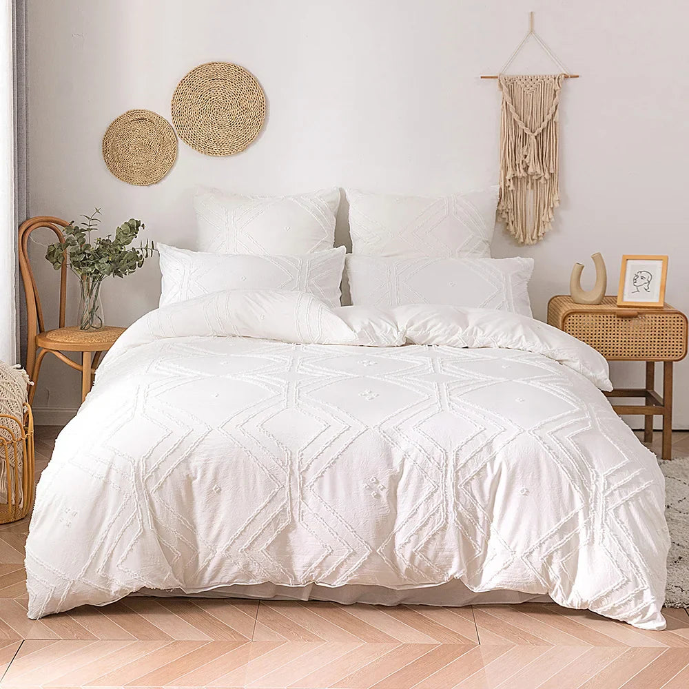 WOSTAR Summer white pinch pleat duvet cover 220x240cm luxury double bed quilt cover bedding set queen king size comforter cover