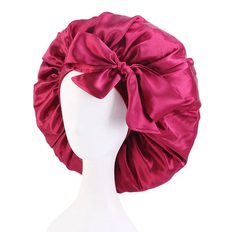 New Extra Large Bow Scarf Cap Bath Cap Chemotherapy Cap Satin Baotou Hat  Nightcap Women Hair Accessories