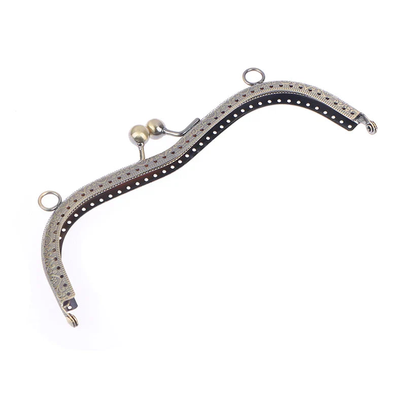 1PC Vintage Metal Frame For Purse Bag Sewing Bronze Tone with Pearl Ball Clasp Metal Kiss Clasp Lock Bag Accessories 19cm