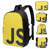 Funny Graphic print javascript js programming language logo USB Charge Backpack Men School Bags Women Bag Travel Laptop bag