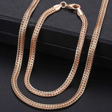 Women's Jewelry Sets 585 Rose Gold Color Necklace Bracelet Set Braided Foxtail Link Chain Fashion Wholesale Jewelry Gifts KCS01