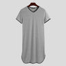 Fashion Men's Loose Sleepwear Casual Solid Nightgown INCERUN Patchwork Sleep Robes Short Sleeve V-Neck Homewear Robes S-5XL 2024