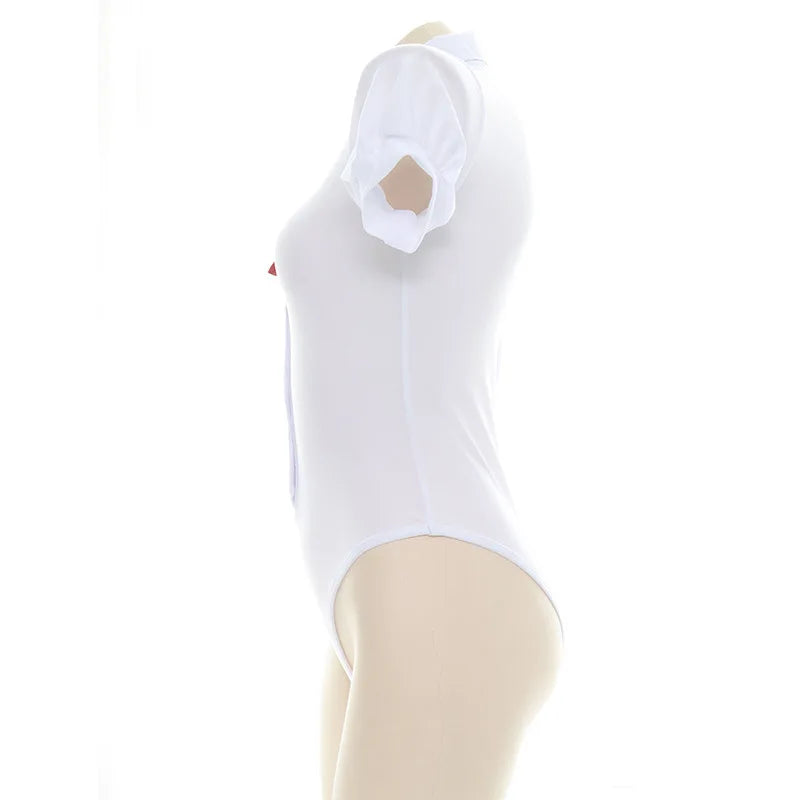 AniLV School Girl White Shirt Bodysuit Swimsuit Costume Studnet Waiter Swimwear Uniform Temptation Lingerie Cosplay