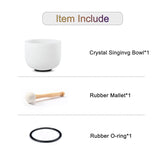 CVNC 8 Inch White Frosted Quartz Crystal Singing Bowl for Sound Healing Meditation Yoga with Free Mallet