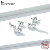 bamoer Shiny Bubble Long Stud Earrings for Women Geometric Simple 925 Sterling Silver Jewelry Statement Engagement Gift  BSE235