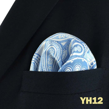 Blue Floral Paisley Mens Pocket Square Classic Silk Purple Hanky Business Fashion Handkerchief Wedding