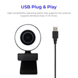 Webcam 1080P mini camera Fill Light Webcam with Microphone 360 degree web Camera for Pc Video Live Calling usb camera  Webcamera