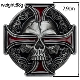 Skull Leather Belt Embossed Pattern Cowskin Fashion Buckle for Men