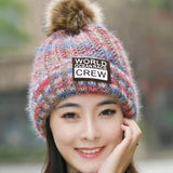 Winter Hats for Woman Thicker Beanies Knitted Cap Elder Autumn Beanie Chenille Ball Hats Fleece-lined Warmer Bonnet Casual Cap