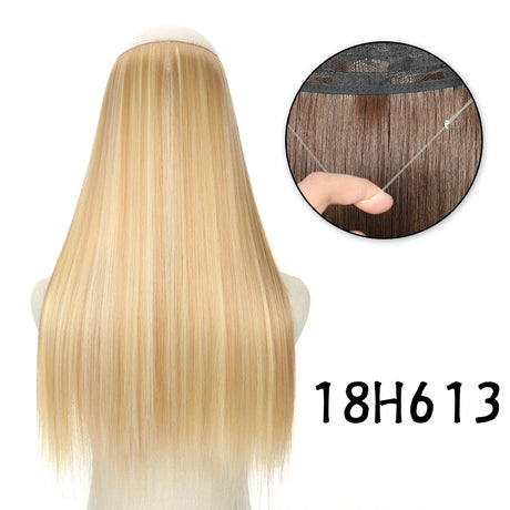 Hair Extensions No Clips Synthetic Fake Hair Ombre Pink Blonde Brown Black Natural Wavy Curly False Hair Piece For Woman