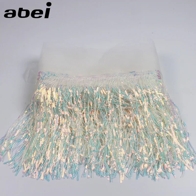 2Yards 30cm DIY Wedding Party Dress Fabric Trims Fringe Tassel Sequins Paillette Lace Ribbon Handmade Sewing Clothes Accessories