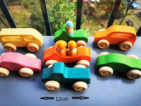 Montessori Wooden Toys Elemental Rainbow Stacking Blocks /Unpaint Wood Tree Building Stacking Car Volcano Coral Sea Wave