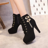 Plus Size Ankle Boots Women Platform High Heels Female Lace Up Shoes Woman Buckle Short Boot Casual Ladies Footwear Drop Ship58