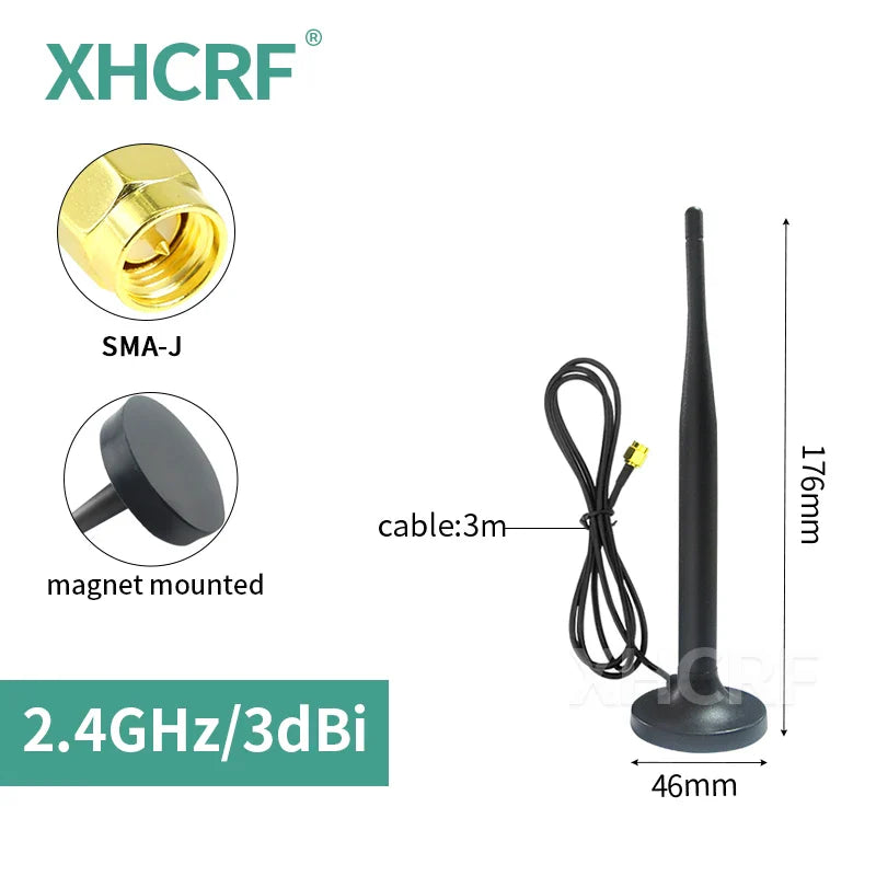 2.4GHz WiFi Antenna for Internet Communication Magnetic 2.4 GHz Outdoor Router Antennas for Hotspot Signal Install with Screw