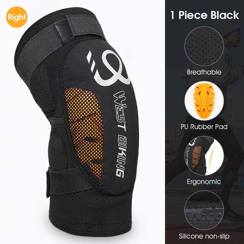 WEST BIKING Knee Pads Cycling Protector With PU Rubber Pad Physical Filling Running Basketball Sports Safety Knee Tendon Support