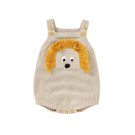 Baby Bodysuit Cute Cartoon Lion Toddler Infant Onesies 100%Cotton Knitted Newborn Children Clothing One Piece Overall Sleeveless