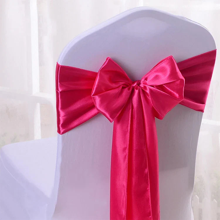 10/50/100pcs Satin Chair Sashes Wedding Chair Bow Knot Ribbon Tie For Party Hotel Event Banquet Birthday Decoration