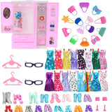 Barbies 31 Items/Set Dollhouse Furniture=1*Wardrobe+30*Doll Accessories Doll Clothes Dresses Crowns Necklace Shoes For Barbie