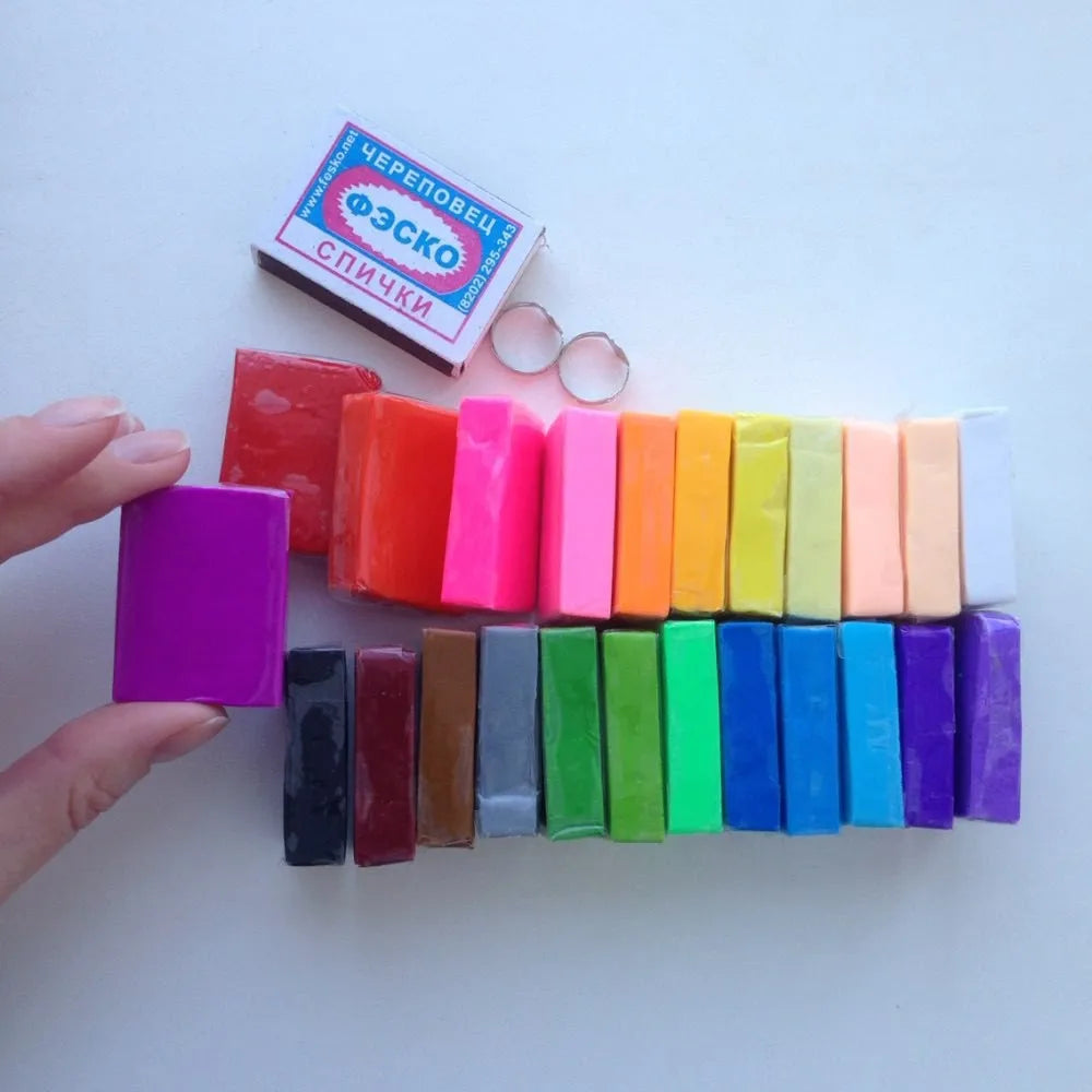 Art craft Flexible And Enough Strength Polymer Clay Modeling Oven Bake Hand Craft Clay Total 24 Color Kids Puzzle Toy Plasticine
