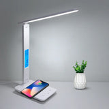 Hot QI Wireless Charging LED Desk Lamp 10W With Calendar Temperature Alarm Clock Eye Protect Reading Light Table Lamp LAOPAO