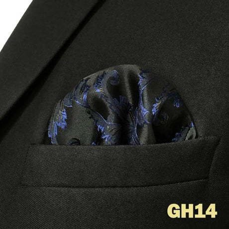 Blue Floral Paisley Mens Pocket Square Classic Silk Purple Hanky Business Fashion Handkerchief Wedding