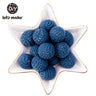 Let's Make 100Pcs Crochet Beaded Wood Teether 16mm Round Baby Wooden Teether Crochet Toys Braided Teething Beads Baby Oral Care