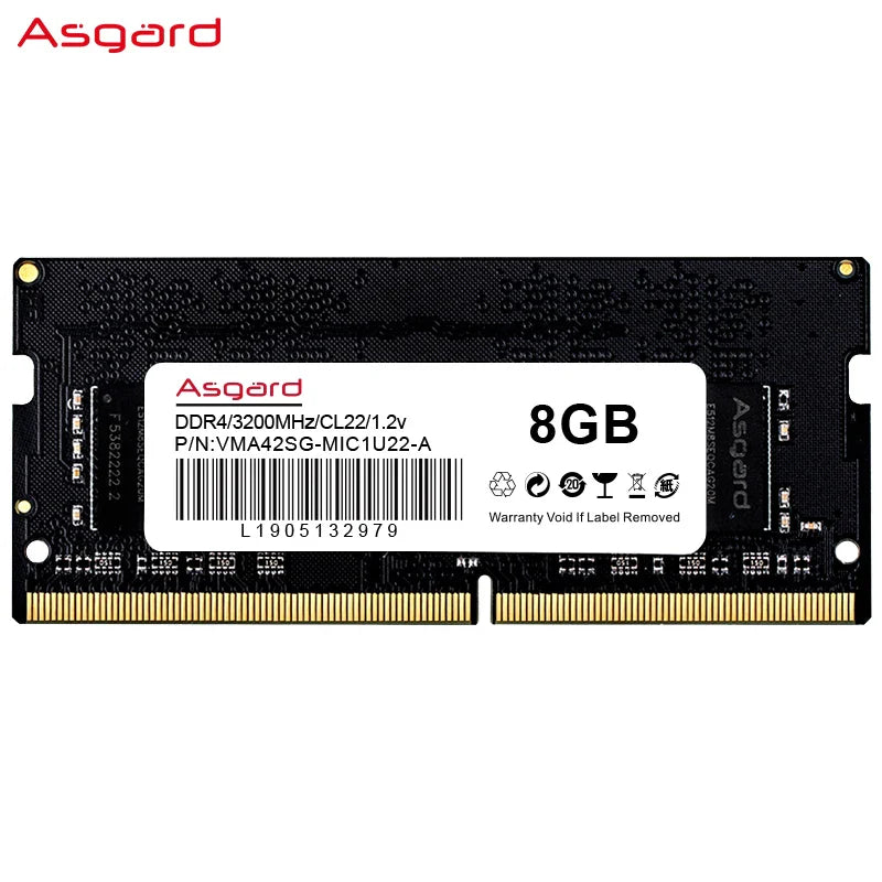 Asgard Laptop Memoria RAM DDR4 8GB 16GB 32GB 2666MHz 3200MHz Sodimm Notebook Memory A1 Series