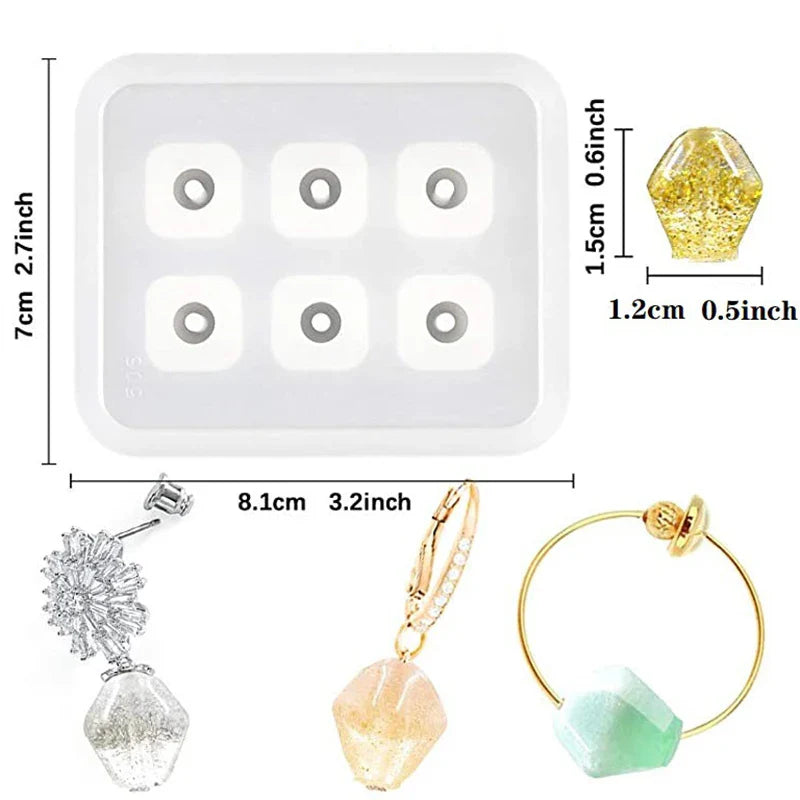 Round Square Faceted & Oval Beads Silicone Casting Mold Jewelry Tools For DIY Resin Jewelry Bracelet Earring Pendant Epoxy Craft