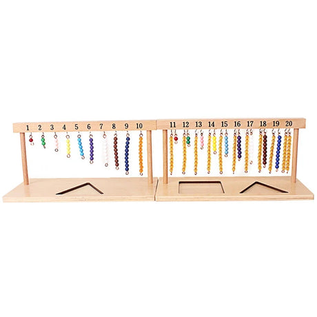 Montessori Teaching Math Toys Digitals Numbers 1-20 Hanger And Color Beads Stairs for Ten Board Preschool School Training Toys