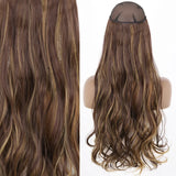 MERISIHAIR Synthetic No Clip Invisible Wire Hair Extensions Straight Black Blonde One Piece False Hairpiece Hair Extension