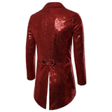 Men’ s Suit, Sequins Turn-Down Collar Long Sleeve Swallow-Tailed Coat for Men, S/M/L/XL/XXL