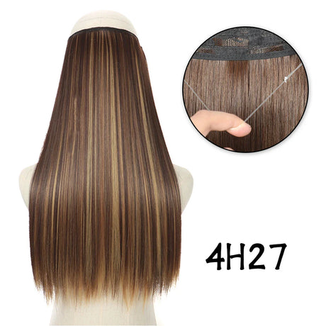 Hair Extensions No Clips Synthetic Fake Hair Ombre Pink Blonde Brown Black Natural Wavy Curly False Hair Piece For Woman