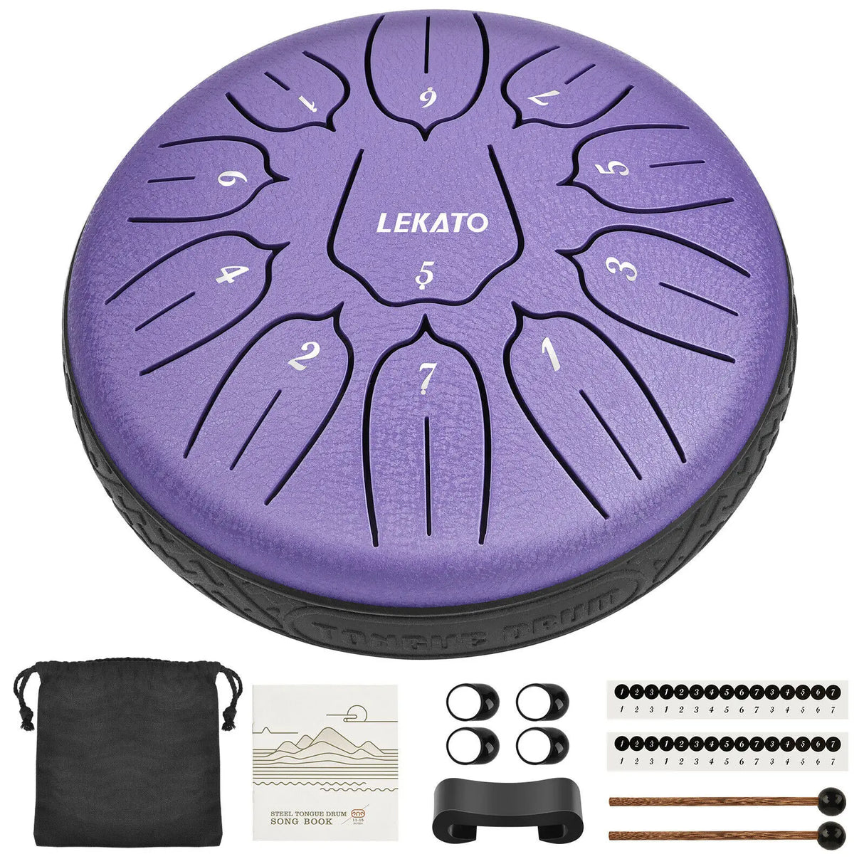 LEKATO 6'' Tongue Drum 11 Notes D Tune Handpan Percussion Musical Instrument Accessories Drum Pad Tank Sticks Carrying Bag