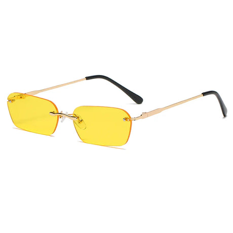 Small Rectangle Rimless Sunglasses Women Square Vintage Sun Glasses Brand Designer Men Retro 90s Trendy Gradient Glass