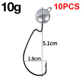 10Pcs Fishing Crank Hook 3.5g 5g 7g 10g Exposed Jig Head Fishing Tackle Barbed Fishhook Bass Saltwater Fishing Tackle 2021