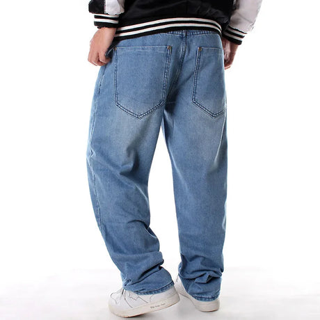 Plus Size Waist 30-46Inch Streetwear Baggy Jeans Men's Designer Clothes Embroidered Flower Wings Trousers Male